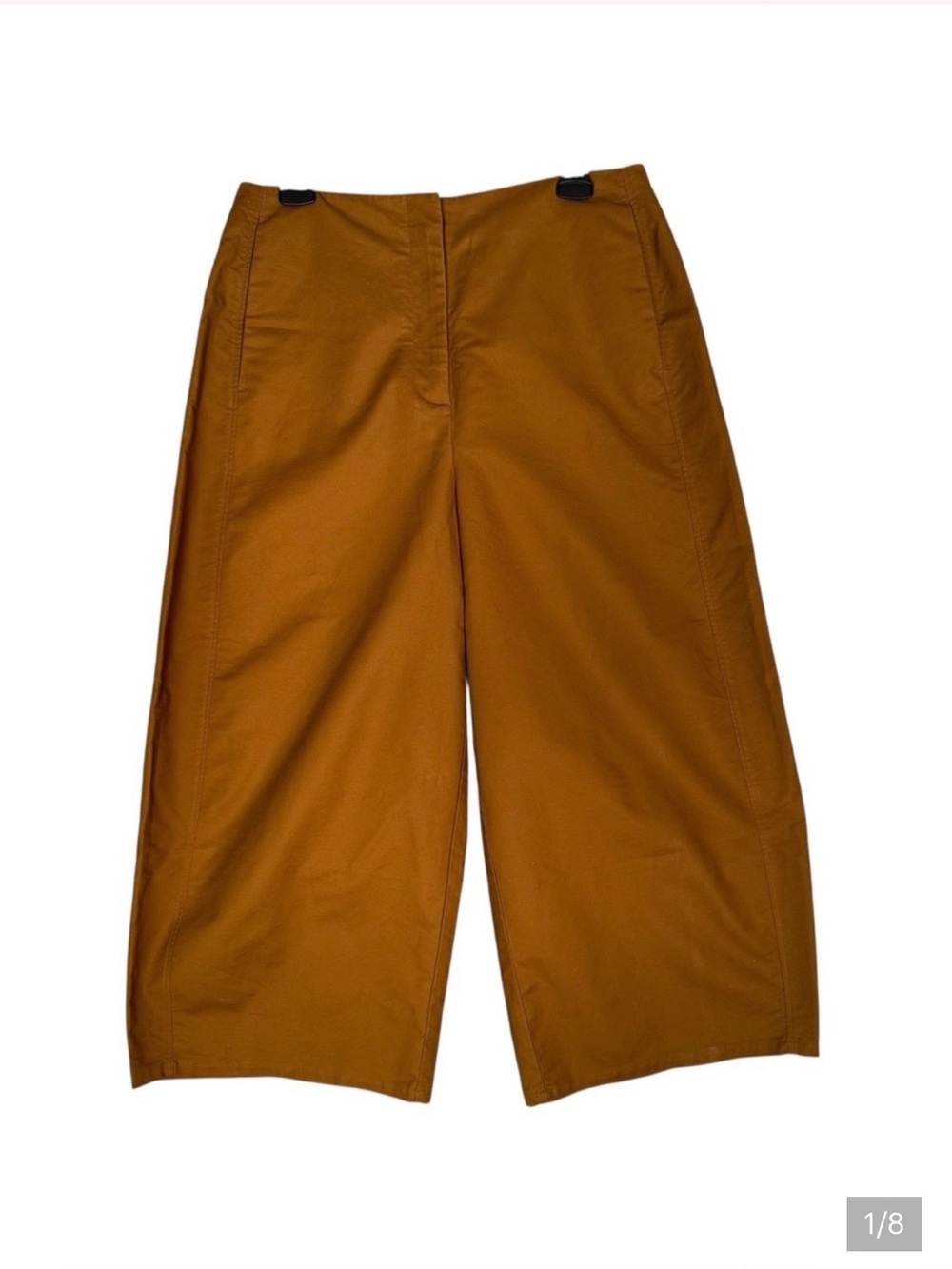 COS Cotton Brown Barrel Leg Pants High Rise Cropped Wide Leg Minimalist  38
